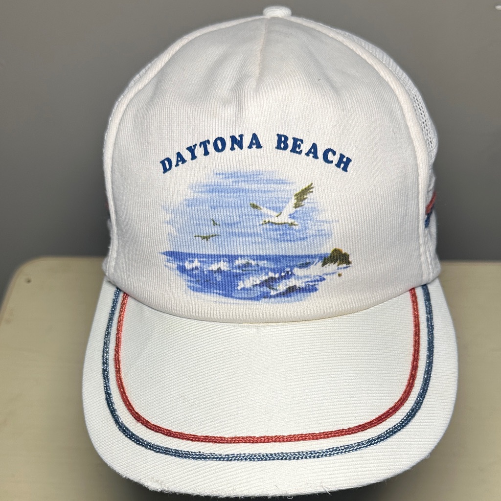Daytona Beach Vintage White Cap With Seagull Design Daytona Beach Vintage White Cap With Seagull Design